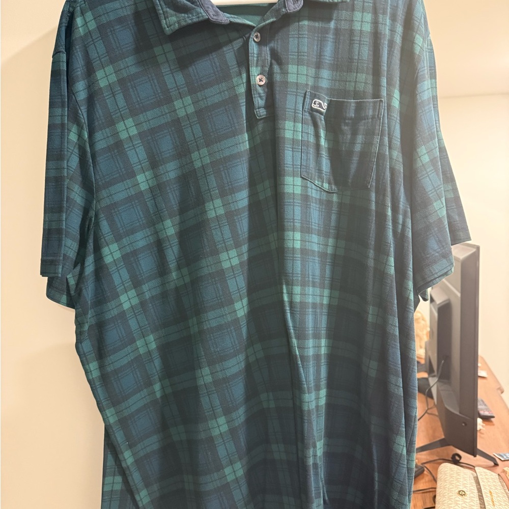 Vineyard Vines Green and Blue Plaid Casual Shirt